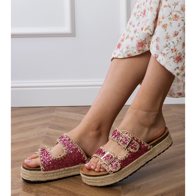 Pink espadrilles glitter con fibbie rosa 2