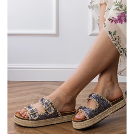 Grandi pantofole di espadrill con fibbie grigio 2