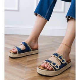 Espadrille glitter blu navy con fibbie 1