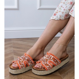 Espadrille arancioni con zirconi e ciottoli arancia 2