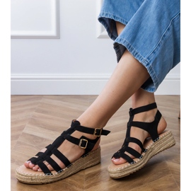 Sandali neri Espadrilles su una piattaforma bassa nero 2