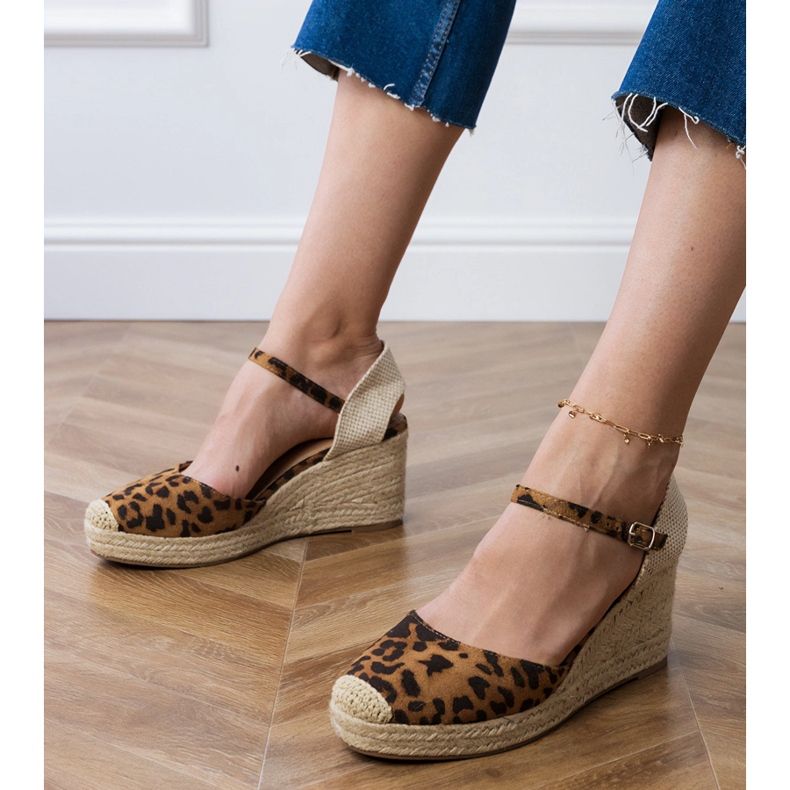 Panther Sandals Espadrilles on Wedge marrone 1