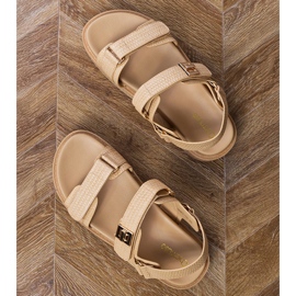 Sandali beige sulla piattaforma con cinturini sul velcro 2