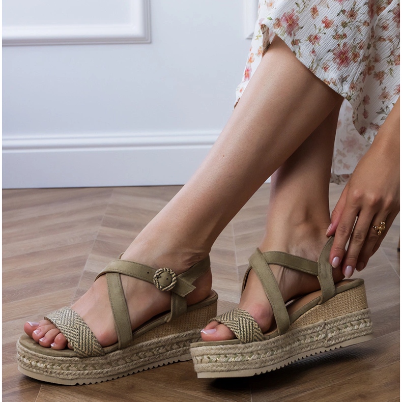Espadrille verdi su Wedge verde 2