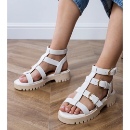 Sandali gladiatori bianchi fissati con caviglia bianco 1