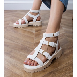 Sandali gladiatori bianchi fissati con caviglia bianco 2