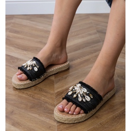 Flip di espadrille nere con gusci nero 1