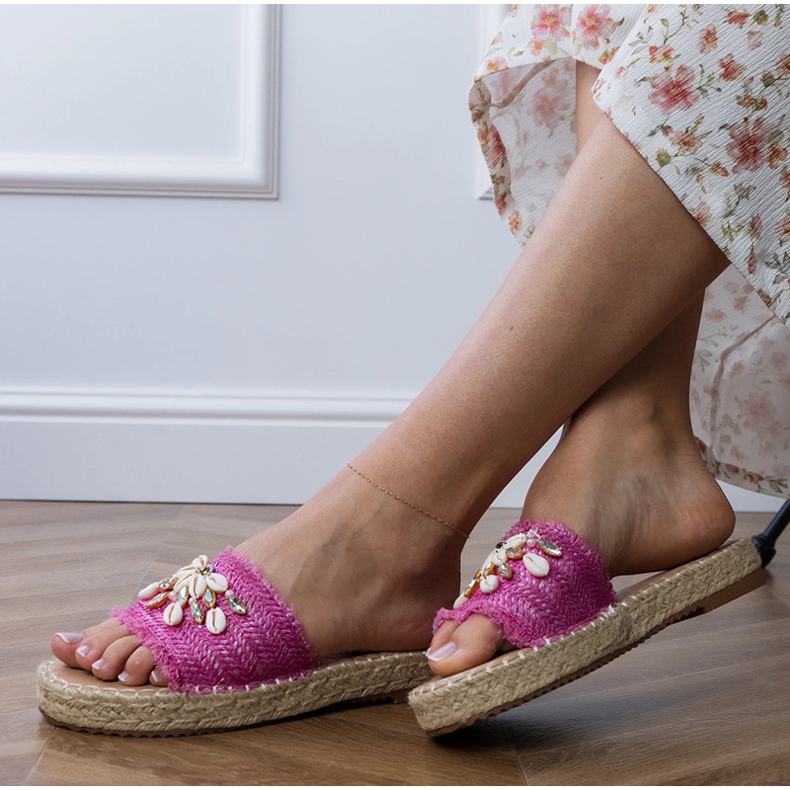Espadrille rosa con conchiglie 1
