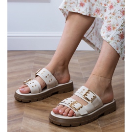Lembi piatti beige con morsetti su strisce 1