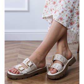 Lembi piatti beige con morsetti su strisce 2