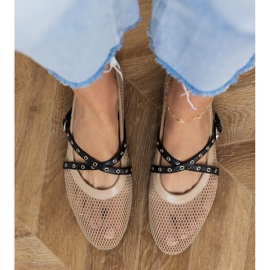 Ballerine in maglia marrone con fibbia decorativa 2