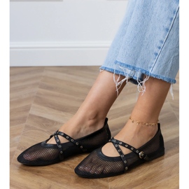 Ballerine in maglia nera con fibbia decorativa nero 2