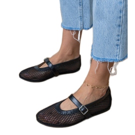 Balerina in maglia nera con fibbia nero 2