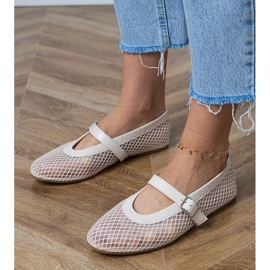 Ballerinas a maglie beige con fibbia 1