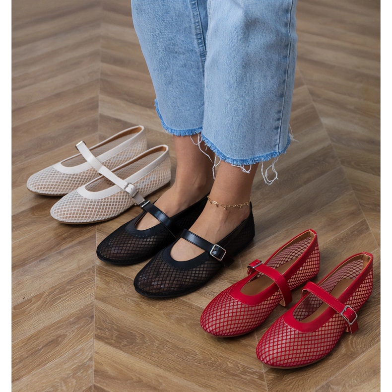 Ballerine a maglie rosse con fibbia rosso 1