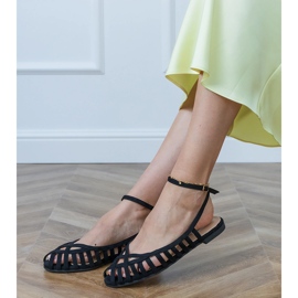 Sandali piatti da donna nera costruiti -UP nero 2