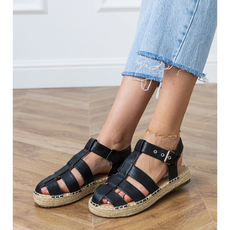 Espadrille nere costruite -in sandali nero 2