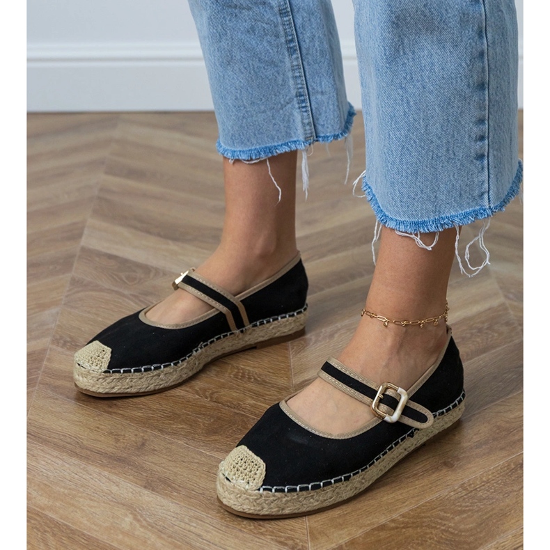 Espadrille nere con fibbia decorativa nero 1
