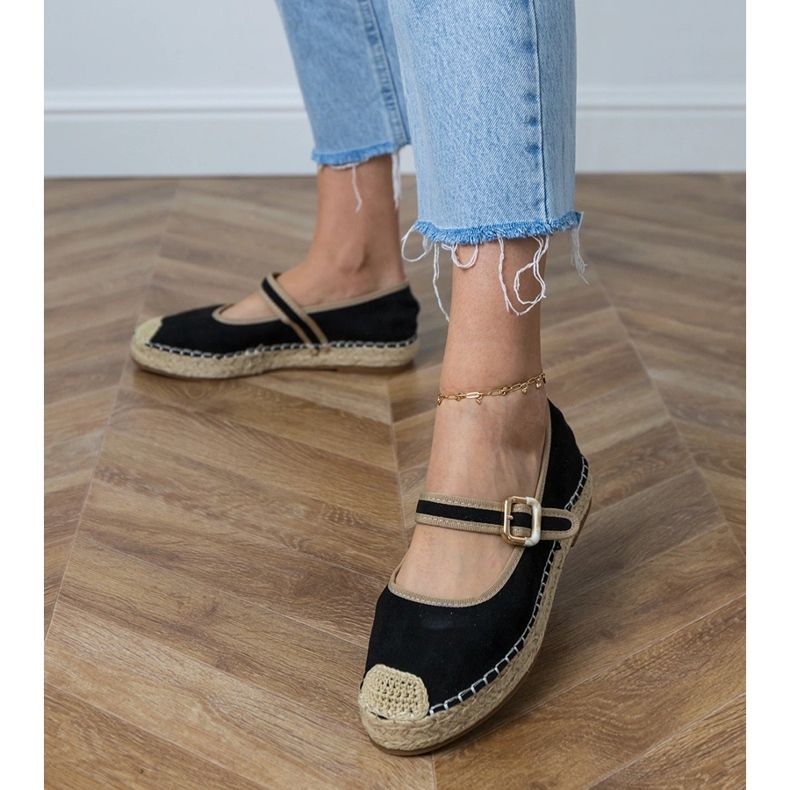 Espadrille nere con fibbia decorativa nero 2