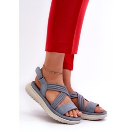 Evento Sandali con velcro da donna leggeri e comodi, Blu, Ceclea 1