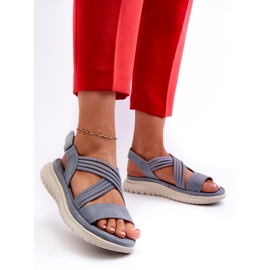 Evento Sandali con velcro da donna leggeri e comodi, Blu, Ceclea 2