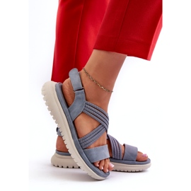 Evento Sandali con velcro da donna leggeri e comodi, Blu, Ceclea 3