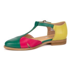 Olivier Sandali in pelle femminile 4240/35 Ziel/Roz/Zol verde 1