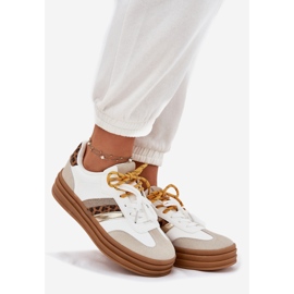 Sneaker femminili sulla piattaforma con doppia stampa bianca leopardo bianco 1