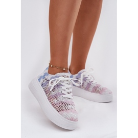 Sneaker femminili sulla piattaforma con un alcinetto multicolore 2