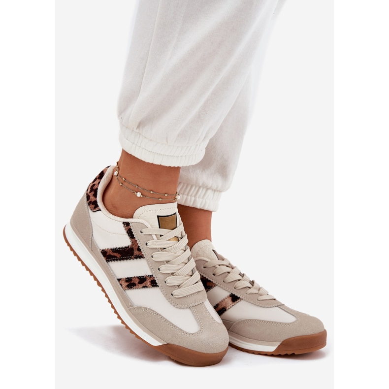 Sneakers Sneakers Stampa leopardo beige da donna 1