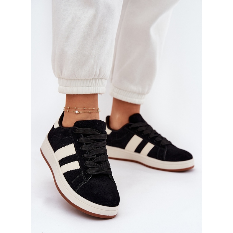 EVento Sneaker femminili con ecologgia in pelle scamosciata nero 2