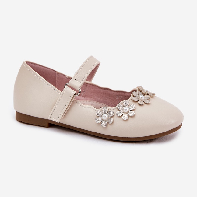 EVento Ballerine per bambini beige con fiori 2