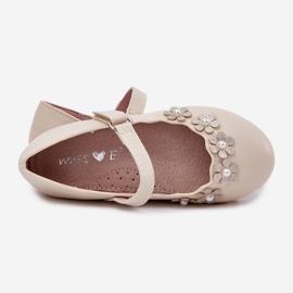 EVento Ballerine per bambini beige con fiori 1
