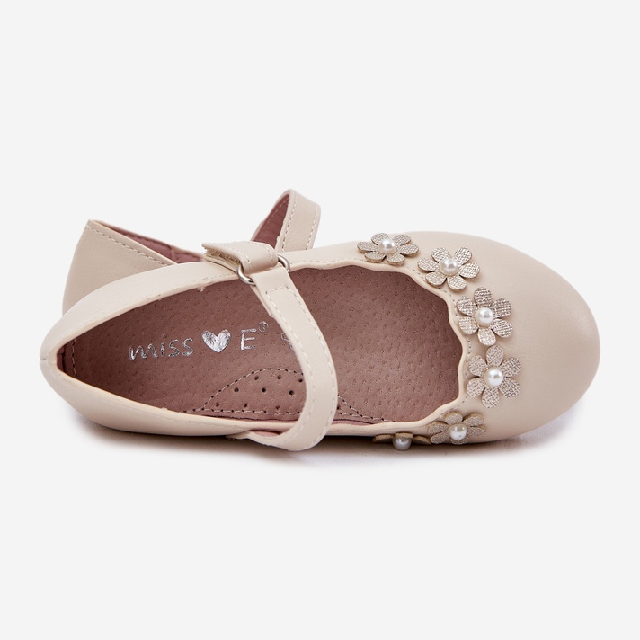 EVento Ballerine per bambini beige con fiori 1