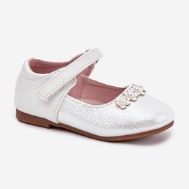 EVento Ballerine per bambini in velcro con fiori bianchi bianca 2
