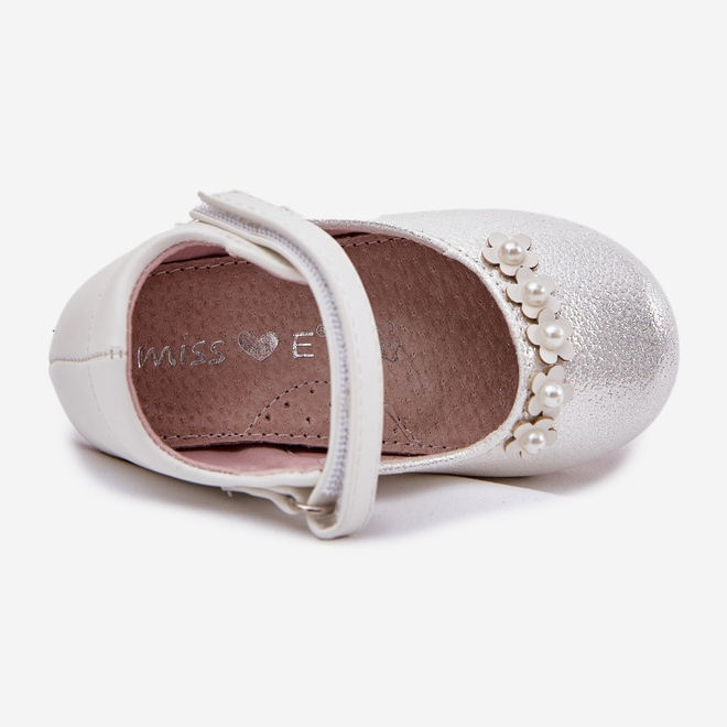 EVento Ballerine per bambini in velcro con fiori bianchi bianco 1