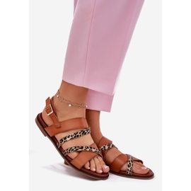 Sandali da donna a ruote piatte con leopardi leopardi Sergio Leone SK086H CAMEL STRUES marrone 1
