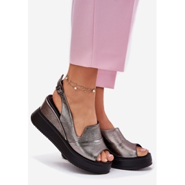 ARTIKER Sandali in pelle femminile per l'antico artistiio 54C0402 Grafite d'argento 1