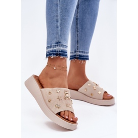 Flip di pelle scamosciata femminile con vinceza 66741 beige 2