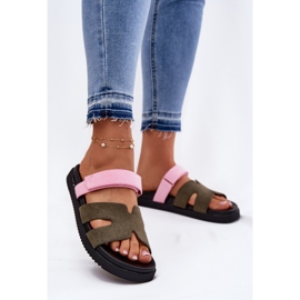 Infradito da donna con Vinceza 17401 Velcro rosa rosa verde 2