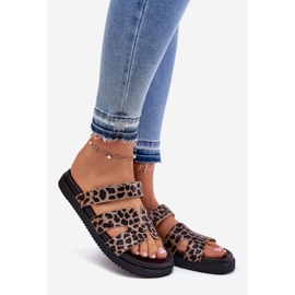 Infradito da donna con Vinceza 17401 Velcro Leopard marrone 1