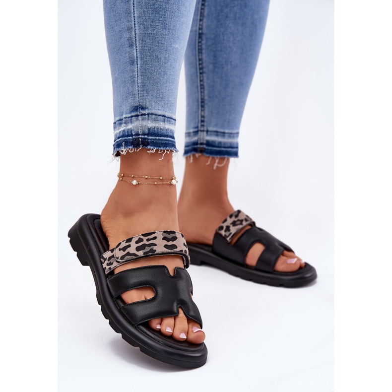 Flip in pelle femminile Flip Vinceza 66769 Leopard nero 2