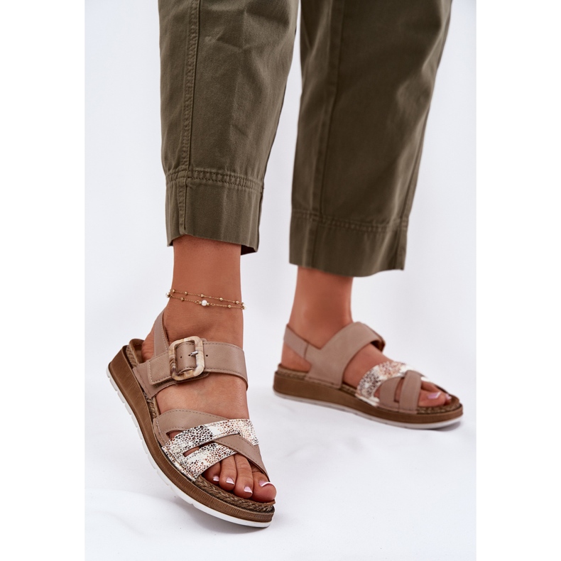 Sandali femminili con inblu gs000056 beige 2