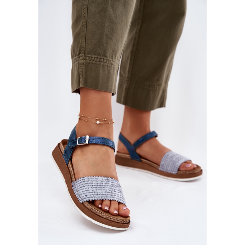 Sandali femminili con una treccia sulla barra blu Inblu GS000050 2
