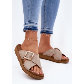 Infradito da donna con inblu ED000025 beige 2