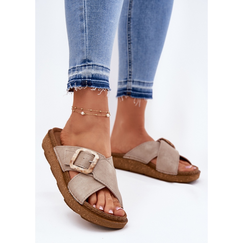 Infradito da donna con inblu ED000025 beige 2