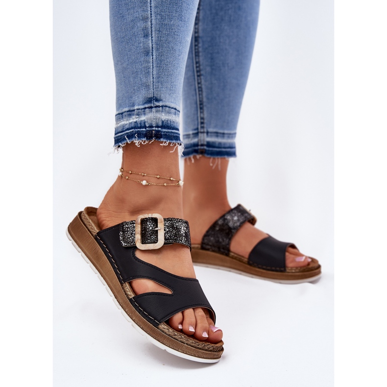Flip da donna leggero con fibbia nera inblu GS000055 nero 2