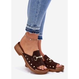 Pantofole da donna in pelle scamosciata inblu tf0002k marrone 1