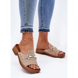Pantofole da donna in pelle scamosciata inblu tf0002k beige 2