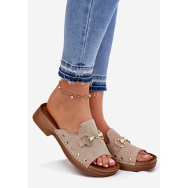 Pantofole da donna in pelle scamosciata inblu tf0002k beige 1
